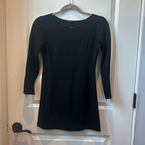 Women's Theory Black Long Sleeve Short Dress Zipper Sleeves, Size XS / 00